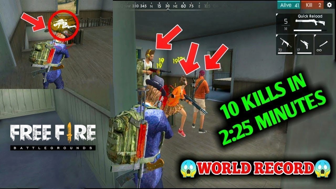 FREE FIRE SOLO VS SQUAD FULL GAMEPLAY 10 KILLS 2:25 MINUTES 🥶WORLD ...