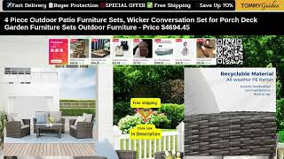 Wicker Patio Furniture Set - 4 Piece Outdoor Conversation Set