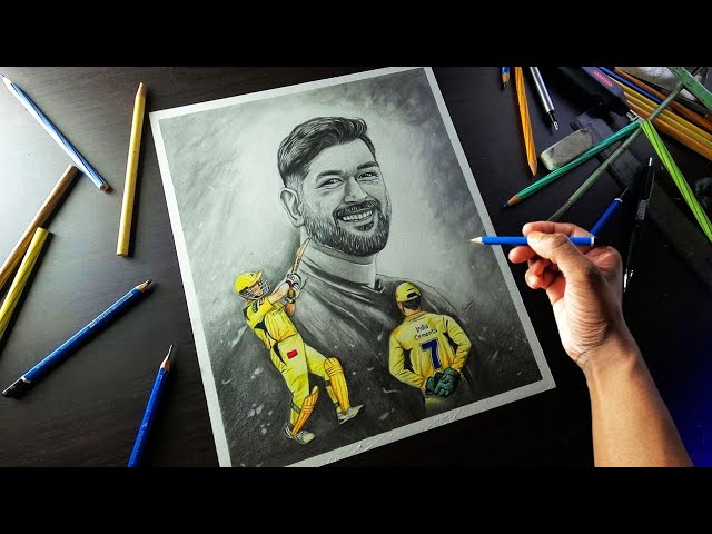 MS Dhoni Drawing On Colour Paper🔥 - YouTube
