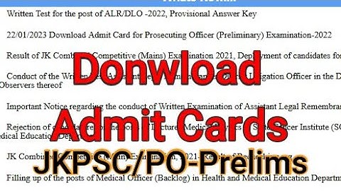 Download Admit Cards | JKPSC Prelims
