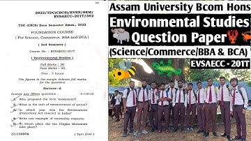 Assam University Bcom Hons Environmental Studies Question Paper 2022 | @NavoneetBhattacharjee