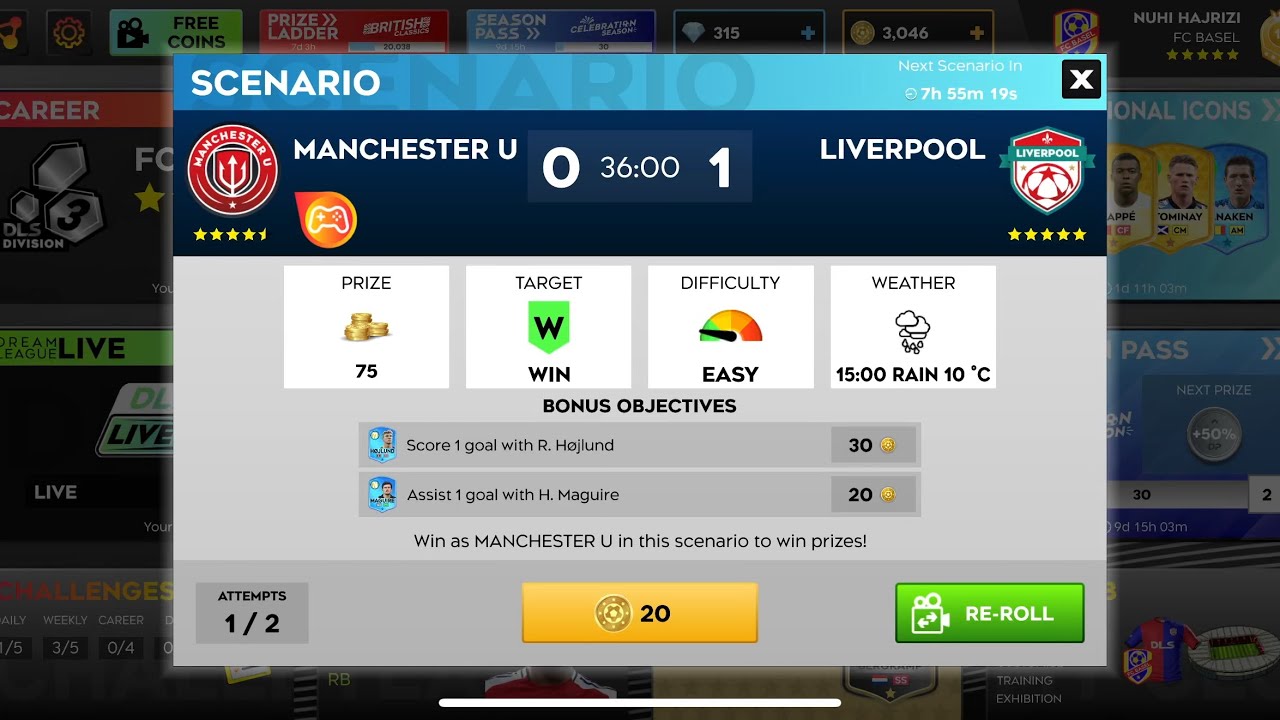 DLS 25 scenario: Manchester United VS Liverpool FC