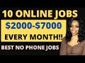 10 Online Jobs For Introverts I Pays $2000-$7000 Monthly! No Phone Jobs I WORK FROM HOME