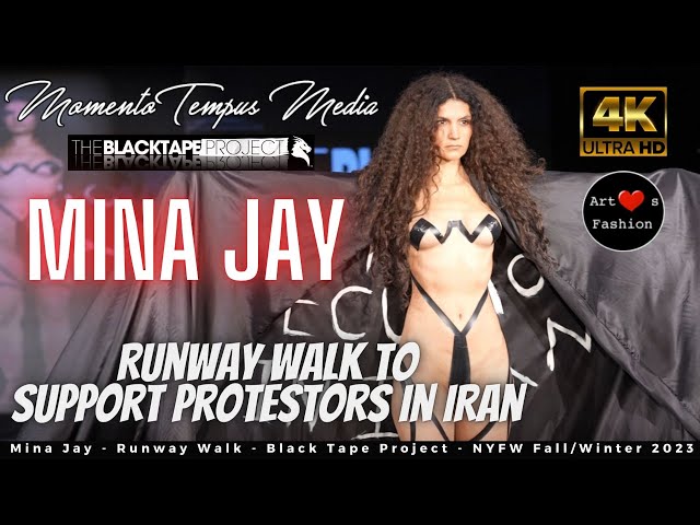 POWERFUL Message by Model Mina Jay - Support Protests in Iran - Black Tape Project- NYFW F/W 2023 4K class=