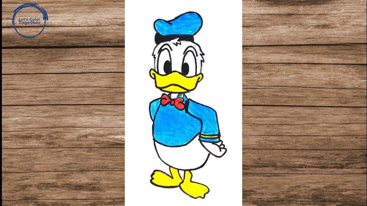 How to color Donald Duck Cartoon Drawing || Easy Step By Step Coloring ...