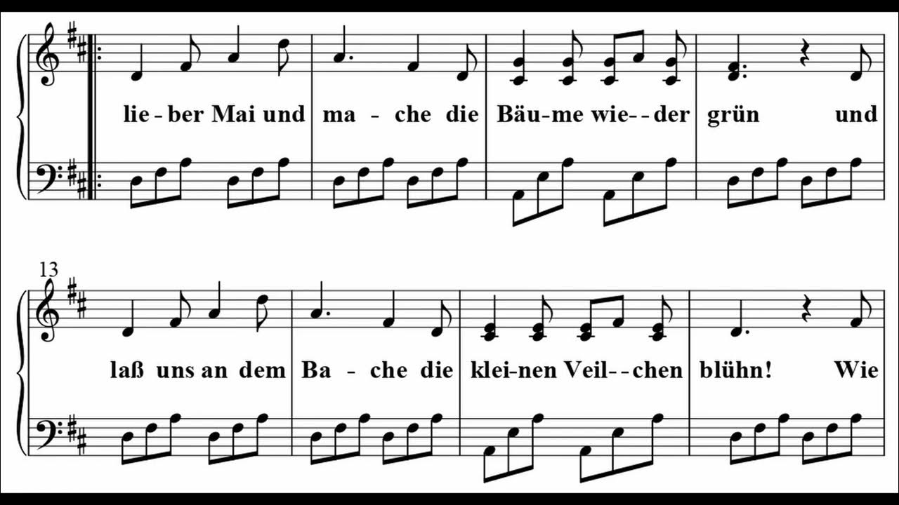[Sheet Music and MIDI arr. by Jürgen Knuth] Komm, lieber Mai (Mozart