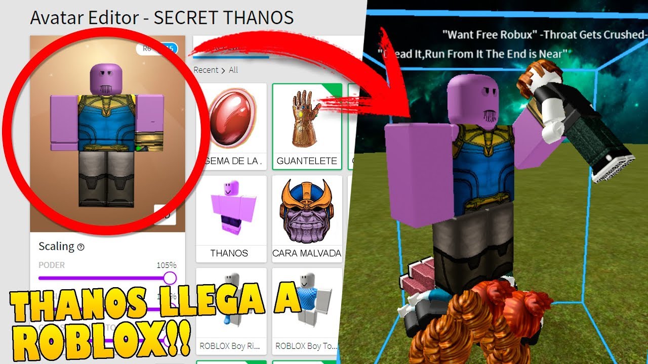 Thanos De Infinity War Llega A Roblox Y Lo Destroza Todo Youtube - roblox infinity gauntlet template