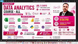 New Batch Starting - Data Analysis Batch at 9PM Mon to FRI -  5 Days Free Demo Class