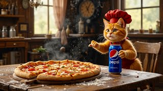 A Cat Cooking Pizza