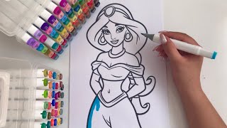 💙 Coloring Princess Jasmine ✨ Relaxing Art with Bright Markers screenshot 5