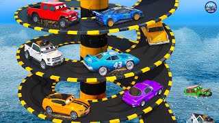 Impossible Spiral Loop Bridge vs Crazy Cars Stunt Racing | High-Speed Cars Crashes & Racing Videos screenshot 5