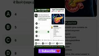 🧪 Pancreatic Juice Enzymes MCQ | Important Animal Husbandry Question 🔥