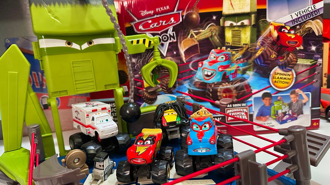 2010 Monster Truck Wrastlin’ Playset Unboxing & Review — Motorized Monster Truck Mater Set