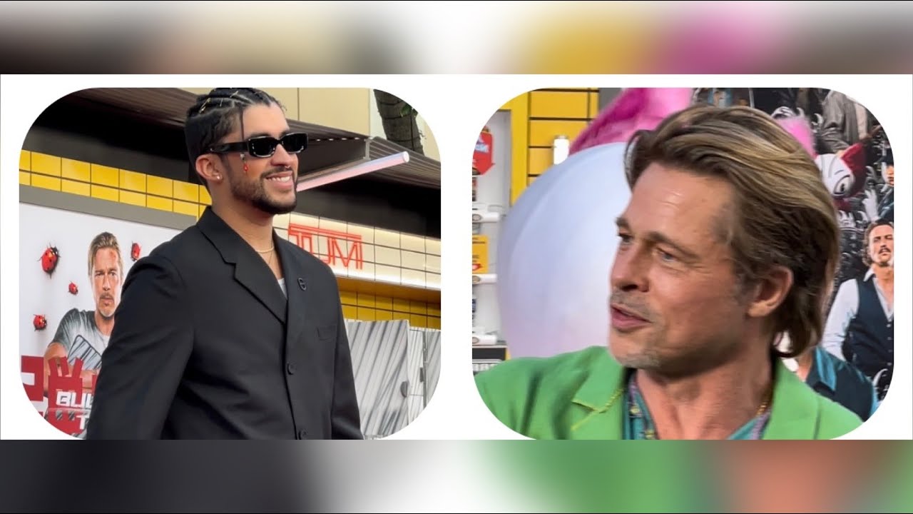 Bad Bunny y Brad Pitt son aclamados por publico en la alfombra roja de la premier Bullet train