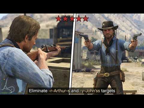 GTA 5 - Arthur Morgan & John Marston's Stab City Massacre + Ten Star Escape