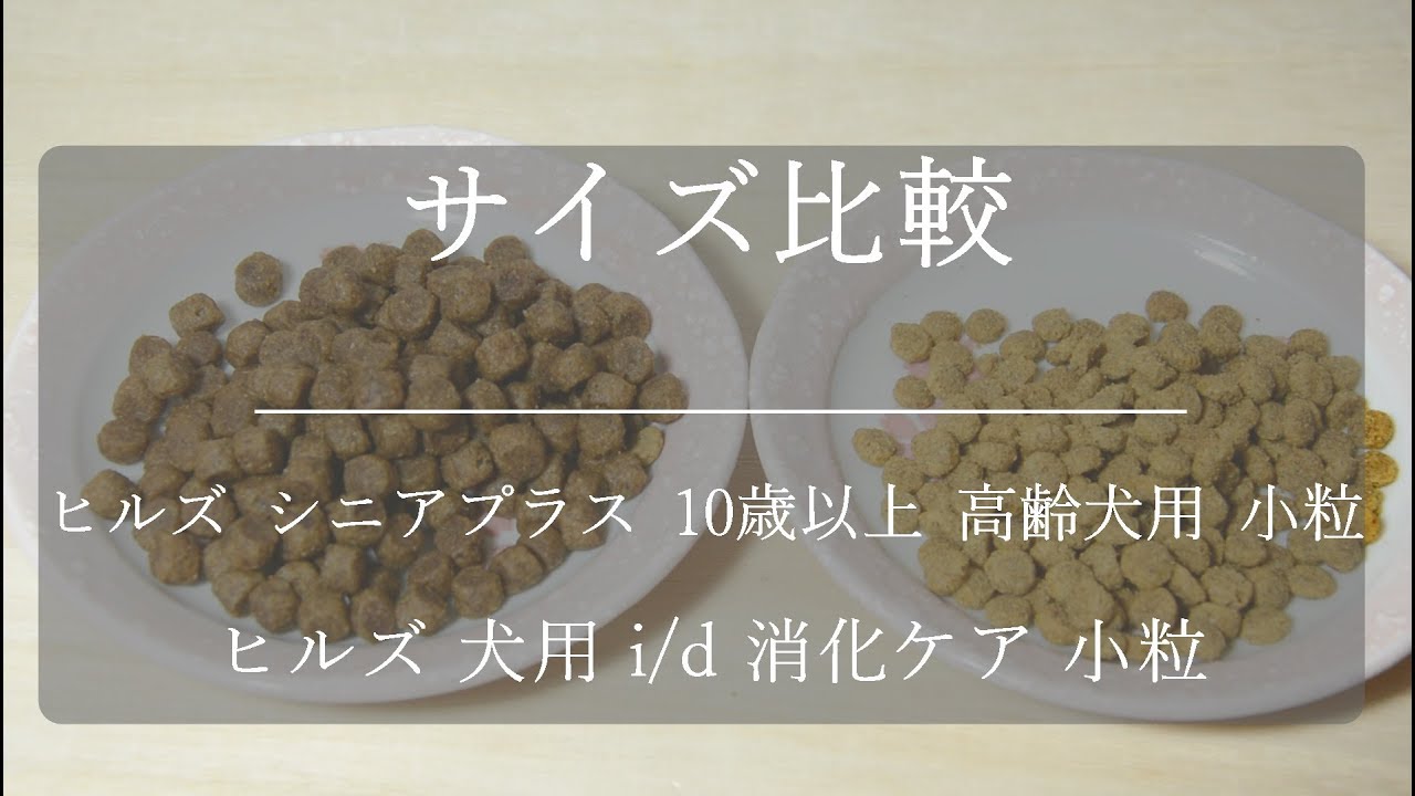 老犬用ドックフード ヒルズ Hill S 10歳以上シニアプラスと消化ケアidの一粒のサイズ比較 Dog Food Youtube