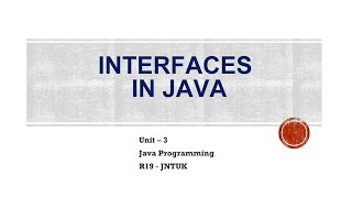Interfaces in JAVA- Part 1|| R19 JNTUK JP || Chandrakala Kuruba