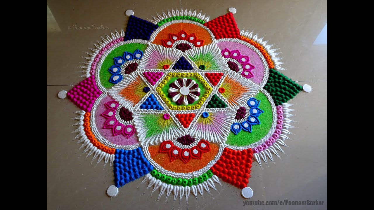 Very easy and attractive multicolored kolam for festivals | Rangoli by Poonam Borkar