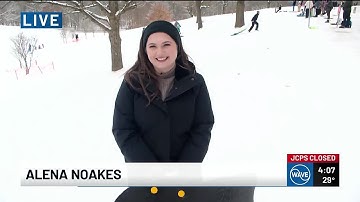 WAVE reporter Alena Noakes tries out sledding for the first time