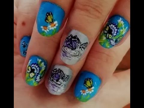 Butterflies and flowers nails