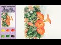 Campsis Grandiflora - Drawing Basic Flower Watercolor. (wet-in-wet. Arches rough) NAMIL ART