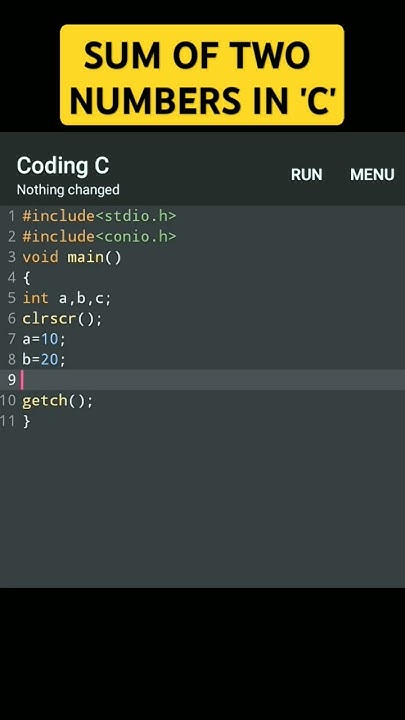 Sum of two numbers in 'C'#shorts#coding#programming#cprogramming# ...