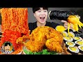 ASMR MUKBANG 직접 만든 양념치킨 계란 김밥 레시피 & 먹방 FRIED CHICKEN AND FIRE NOODLES EATING SOUND!