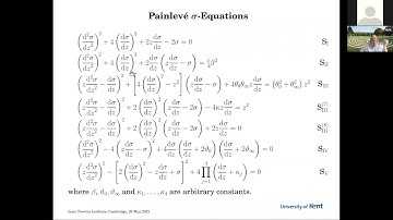 ARA | Prof. Peter Clarkson | Open Problems for Painleve Equations