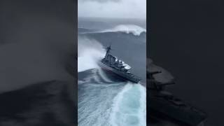 Battleship vs Giant Rogue Wave #ocean #maritime #extreme