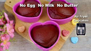 Red Velvet Heart-Shaped Cupcakes | Valentine&#39;s Day Cupcakes | No Egg No Milk No Butter Cupcakes