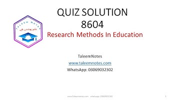 Solved Quiz 8604 Research Methods In Education AIOU