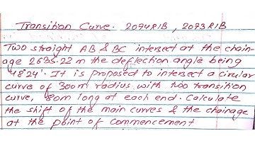 Transition Curve Numerical | 5th Sem | Surveying 3rd | Prashant YT |  CTEVT | Diploma Civil |