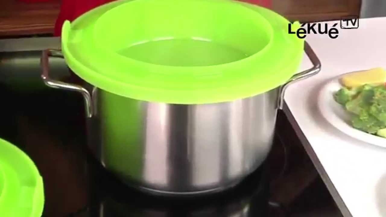 LEKUE VAPORIERA IN SILICONE VERDE A 2 PIANI 2 CESTELLI COTTURA AL VAPORE -  YouTube