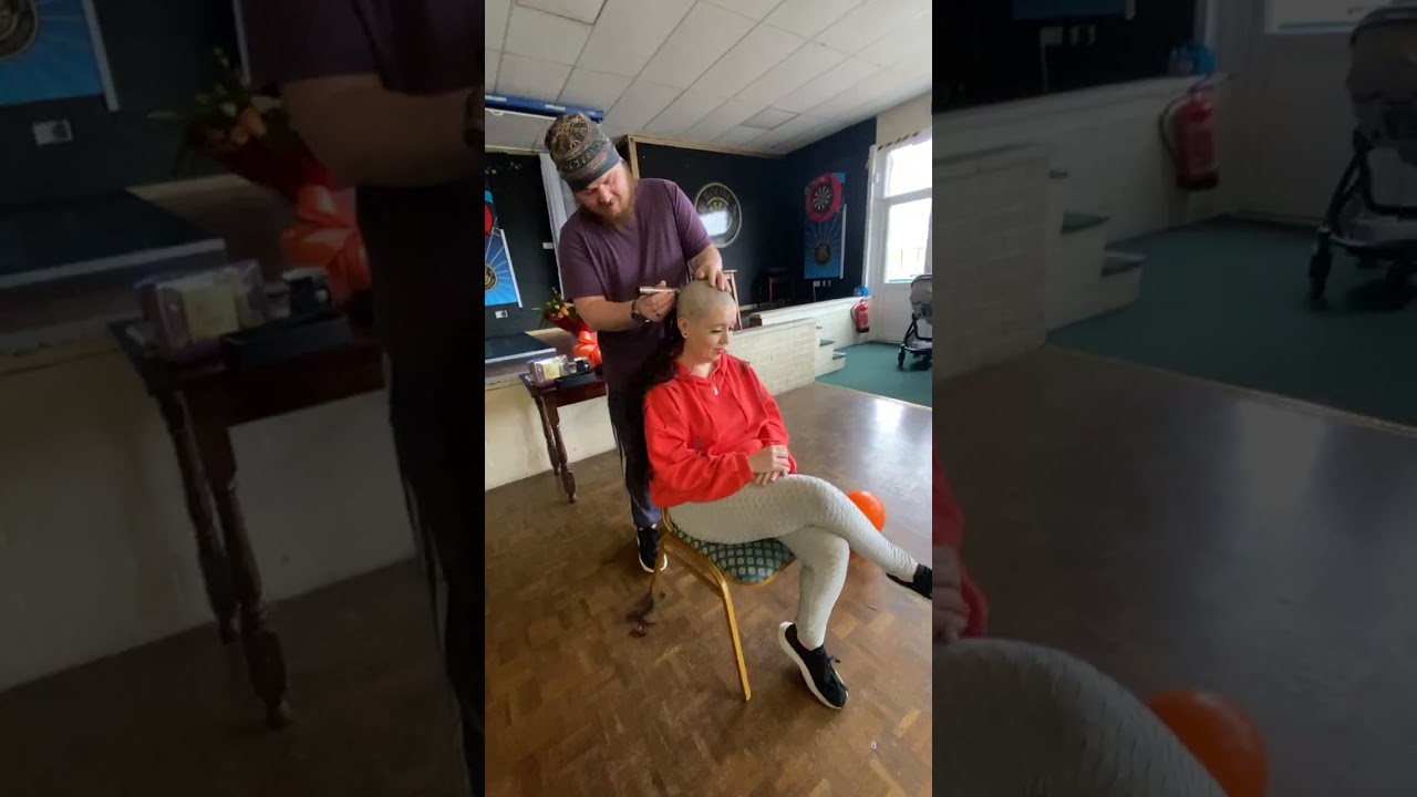 Beautiful woman headshave 