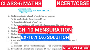 Class 6 Exercise-10.1 Q-6 Solution | Class 6 Maths Chapter- 10 Mensuration | NCERT CBSE