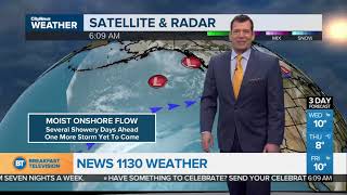 Showers today, sunny breaks tomorrow