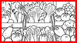 Color by Number Farmers Market Stand with Fresh Vegetables and Fruits Hey Color app #coloringbook screenshot 2