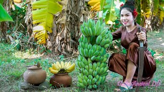 Cooking Two Parts of Banana: Crispy Banana Chips & Sweet Banana - Beautiful Dalin Ancient Life