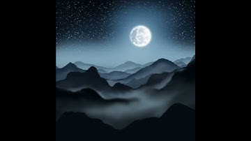 Digital Art with Procreate...Moonlight mountain landscape...Time-Lapse....(Lily - Alan Walker)