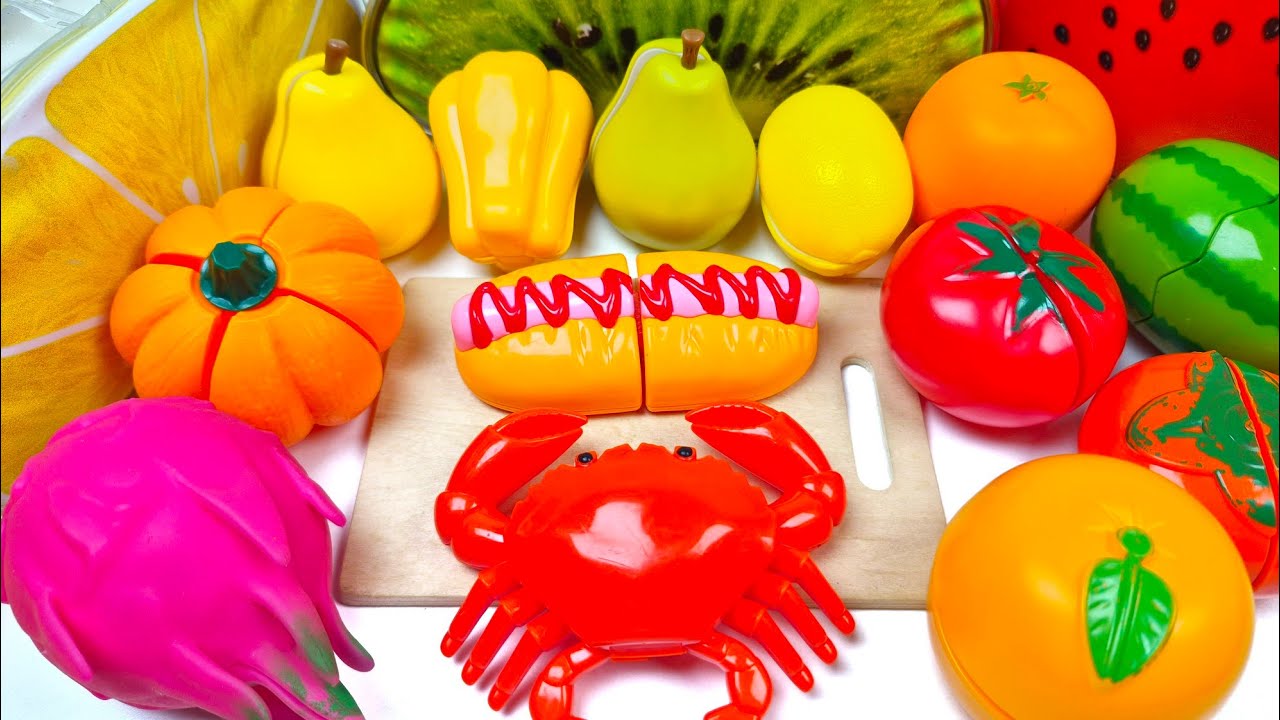 ASMR】🍓 最高のASMR！虹色のおもちゃ野菜を次々に切る Satisfying