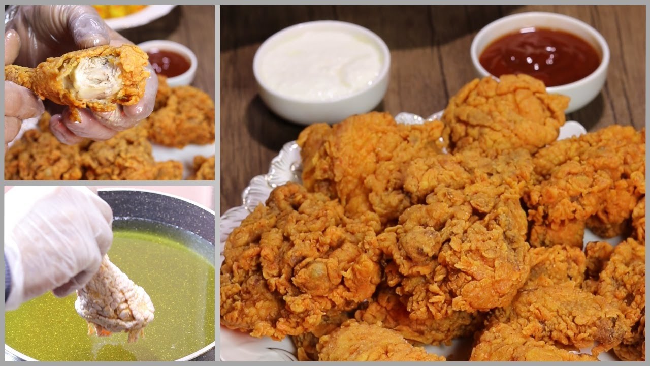 طريقة عمل دجاج كنتاكي KFC 🍗 فراخ بروستد في 5 دقائق بمكونات موجودة في كل بيت