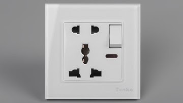 Ổ Cắm Đôi 3 Chấu Kèm Công Tắc Mặt Kính Cường Lực Tenko TK-F71D-28 Trắng I Tenko.com.vn