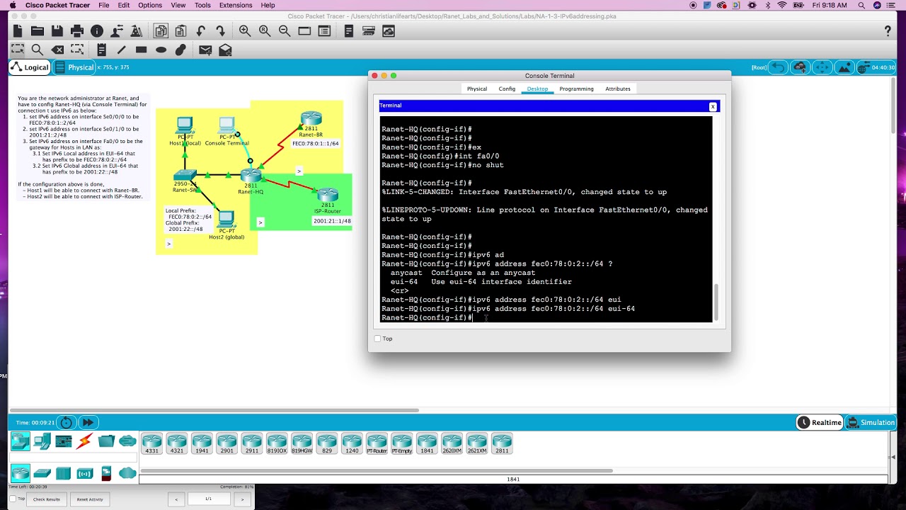Ranet Labs 1-3 IPv6 Addressing Walkthrough