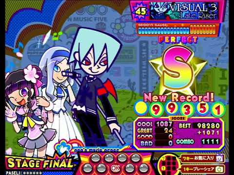 [pop'n music peace] ヴィジュアル３/Late Riser EX 正規/鏡 パーフェクト/パーフェクト 手元付き