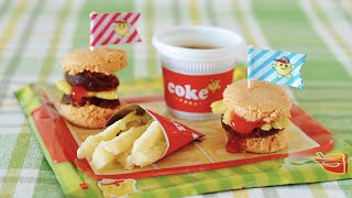 DIY Miniature Hamburger & Fries with Coke (Interesting Japanese Candy Kit Kracie Popin' Cookin')