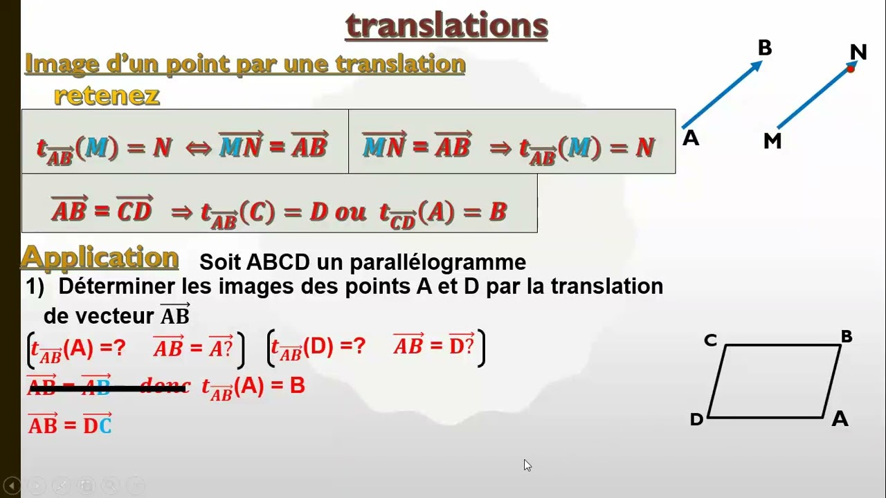 1iere année secondaire vecteurs et translations  partie1
