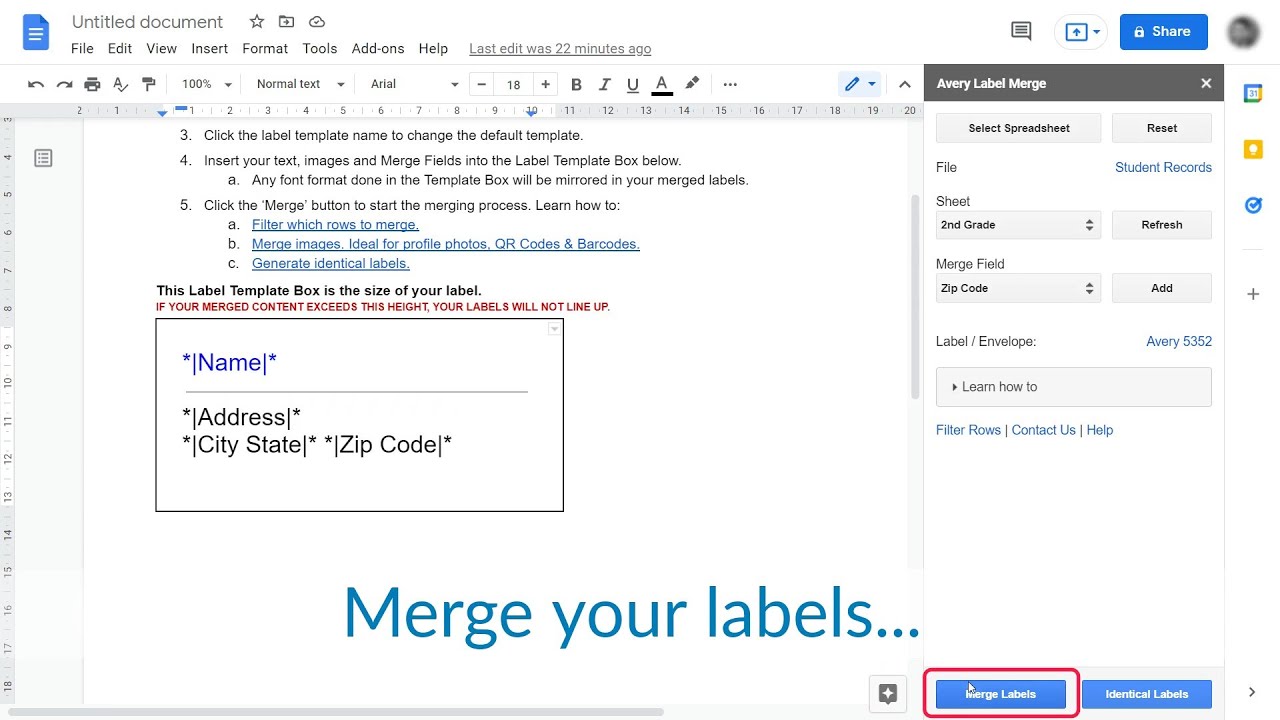 Print Labels From Google Docs Using Quicklution s Avery Label Merge Add 