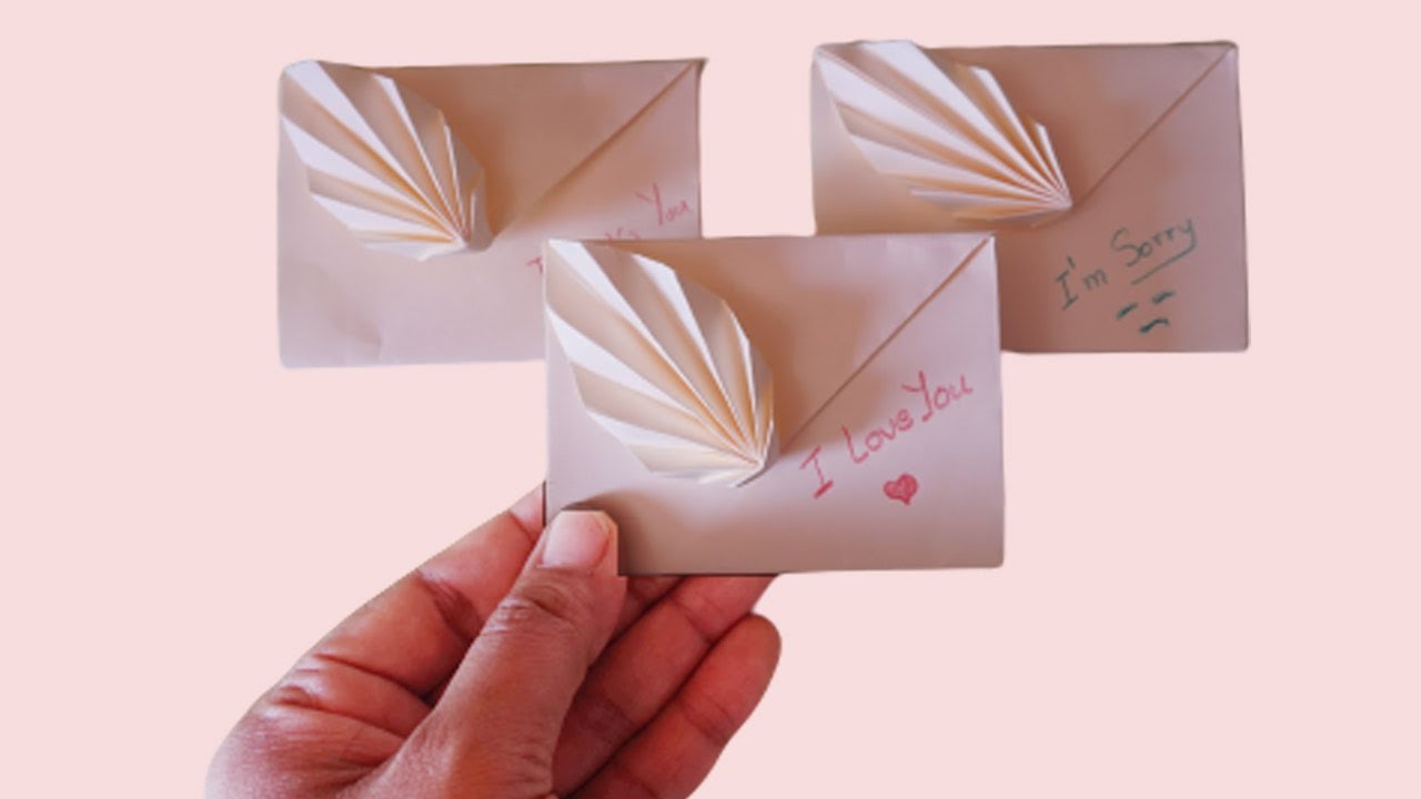 learned origami for him <3 #diy #waystosayiloveyou #craft #fyp, how to  make a pull down love letter
