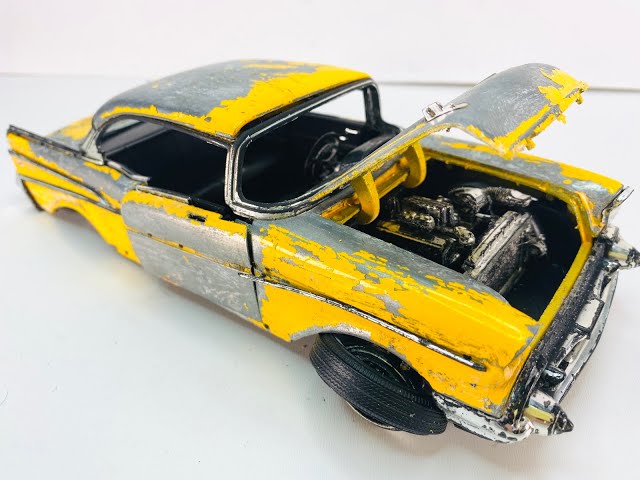 【piccolo】BUBY CHEVROLET BEL AIR TAXI Restoration Damaged Abandoned 1957 Chevy Bel Air Taxi Cab Model
