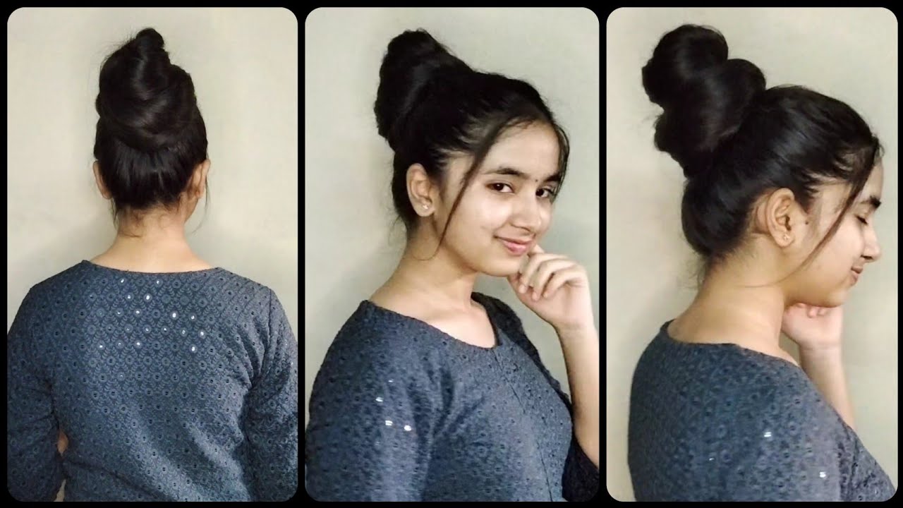 Easy Bun hairstyle|| Bun hairstyles by beautiful girl || Long hair dunia || Silky hair bun